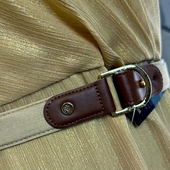 NEW! LAUREN RALPH LAUREN Gold Shimmer Strapless Evening Dress Gown - Picture 7 of 15